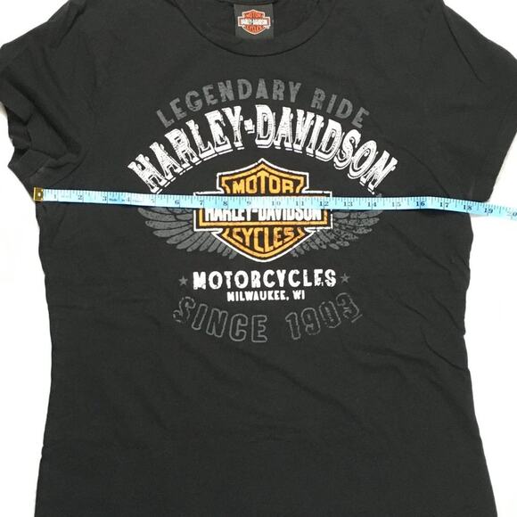 Harley Davidson Classic Logo Tee Black Orange Short Sleeve Motorcycle Women's L - Picture 4 of 7